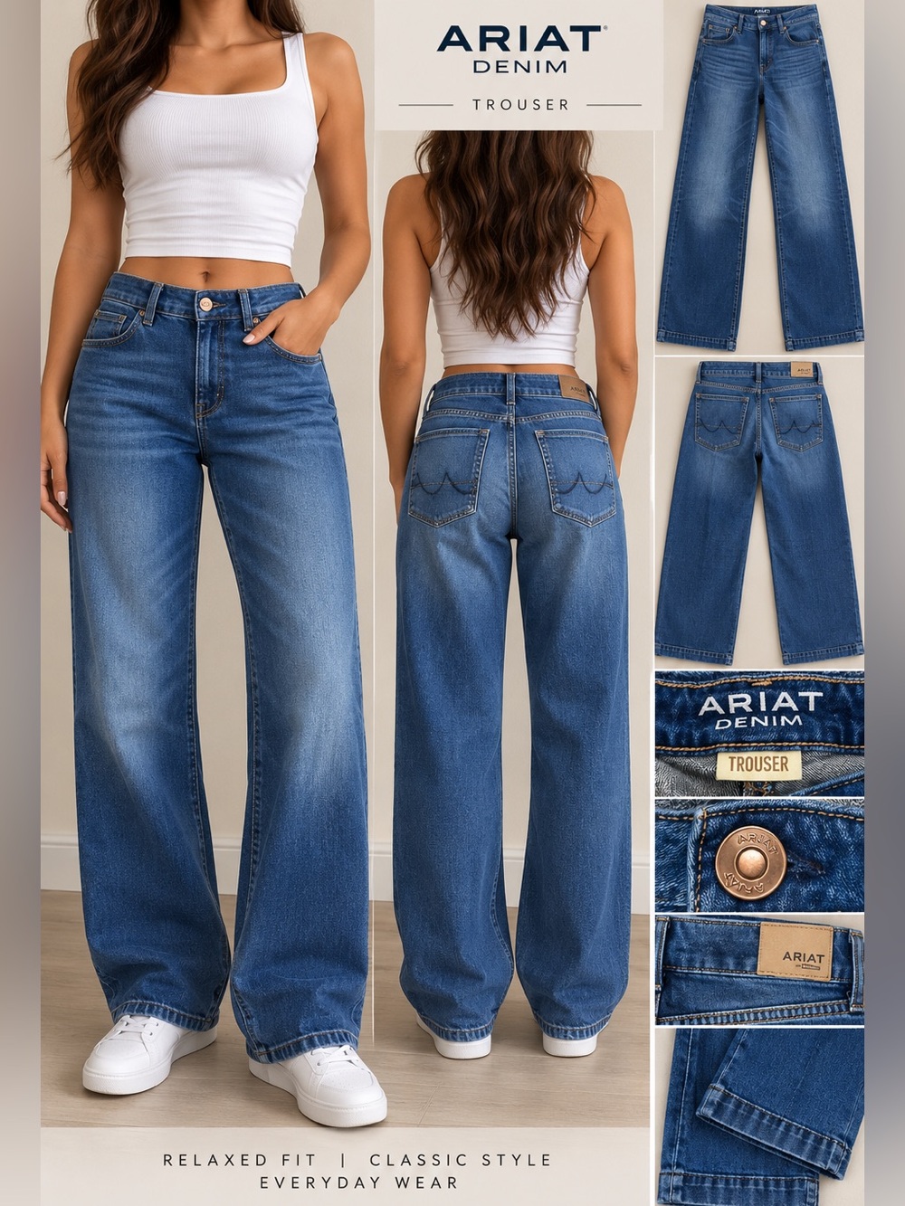 Ariat Blue Relaxed Wide-Leg Jeans